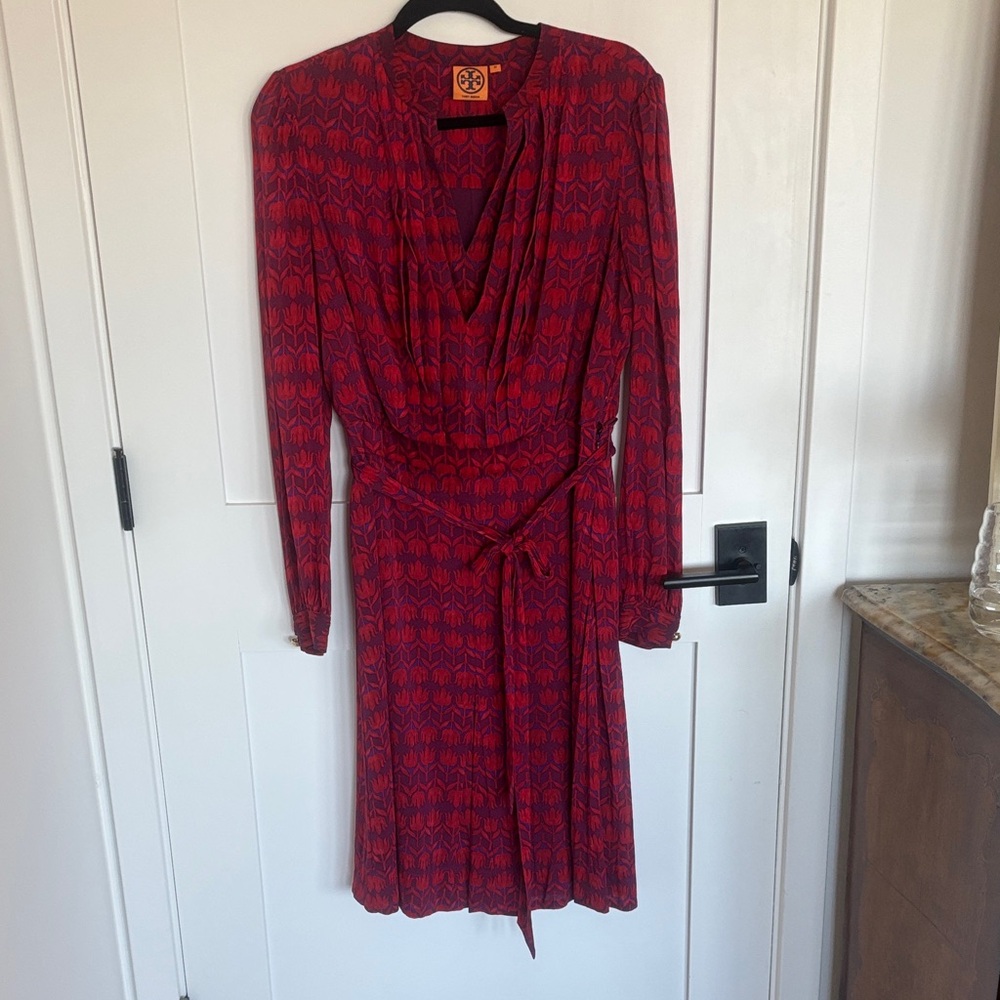 Tory Burch Red and Blue Midi Dress